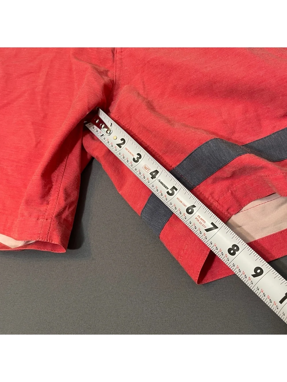 Faherty Men's Red and Gray Drawstring Swim Trunks Board Shorts